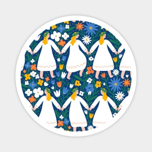 Midsummer dancing girls in flower field Magnet